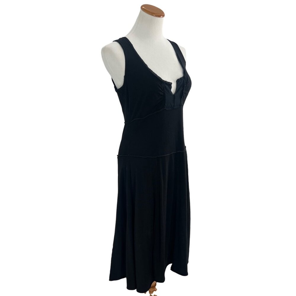 Free People Black Sleeveless V-Neck & Open Back w/Tie Detail Raw Hem Dress - Picture 3 of 13